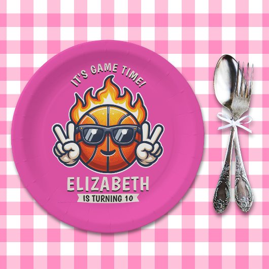 Cool Birthday Girl with Basketball Theme Papieren Bordje