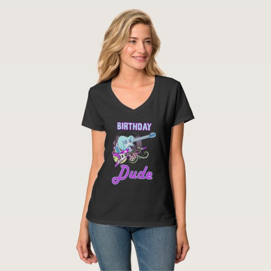 Cool Birthday Man Rock Star Boy Guy Party Day Mus T-shirt (Voorkant volledig)