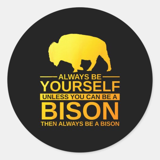 Cool Bison Design For Men Women Buffalo Animal Lov Ronde Sticker (Voorkant)