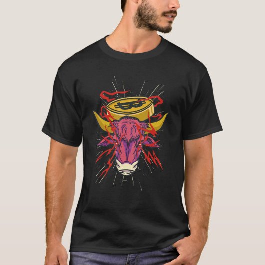 Cool Bitcoin Bull Met Crypto Laser Ogen T-shirt (Voorkant)