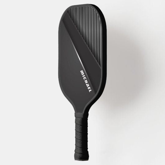 Cool Black Abstract Monogram Name Pickleball Paddle (Links)