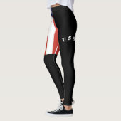 Cool Black American Flag White Letters USA Womens Leggings (Links)