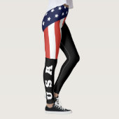 Cool Black American Flag White Letters USA Womens Leggings (Rechts)