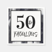 Cool Black and white 50 and Fabulous Birthday Servet (Voorkant)