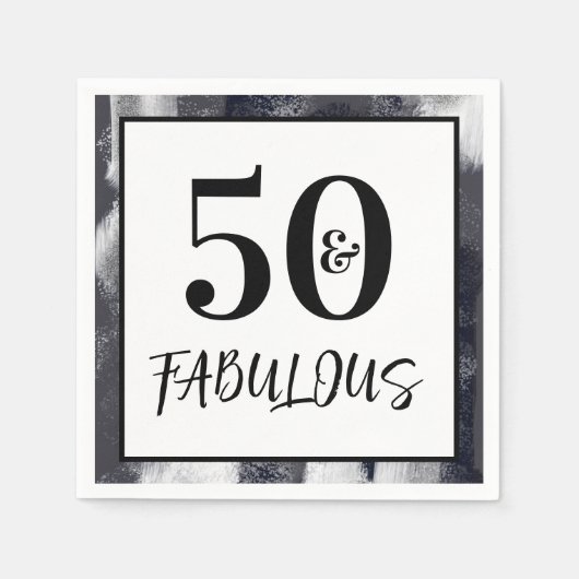 Cool Black and white 50 and Fabulous Birthday Servet (Voorkant)