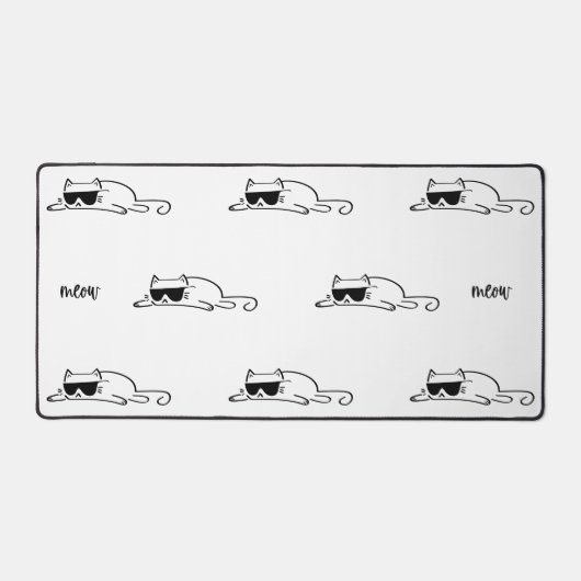 Cool Black and White Cat with Sunglasses Pattern Bureaumat (Voorkant)