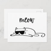 Cool black and white meow cat with sunglasses briefkaart (Voorkant / Achterkant)