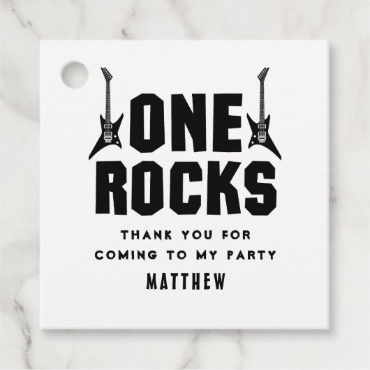 Cool Black and White One Rocks Kinder Bedankt Bedankjes Labels (Voorkant)