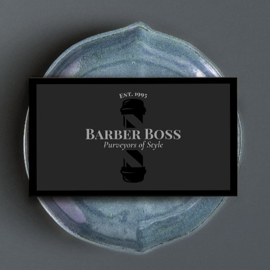 Cool Black Barber Pole Barbershop Visitekaartje