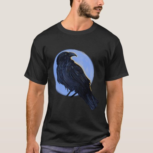 Cool Black Bird tekening van een Raven Crow of Bla T-shirt (Voorkant)