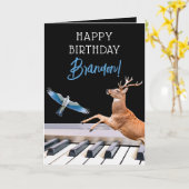 Cool Black & Blue Animal Piano Verjaardag Kaart (Gele Bloem)