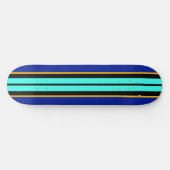 Cool Black Bright Aqua Royal Blue Racing Stripes Persoonlijk Skateboard (Horizontaal)