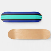 Cool Black Bright Aqua Royal Blue Racing Stripes Persoonlijk Skateboard (Horizontaal)