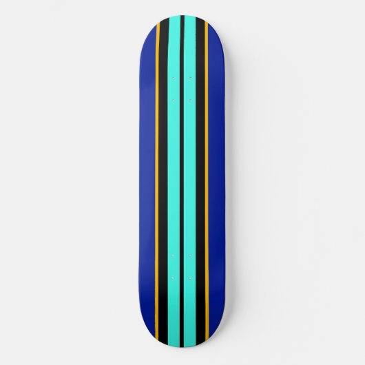 Cool Black Bright Aqua Royal Blue Racing Stripes Persoonlijk Skateboard (Voorkant)