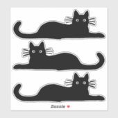 Cool Black Cat Chilling Out Vinyl Sticker Set (Vel)