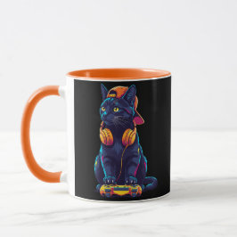 Cool Black Cat Gamer Halloween Spooky Design Mok