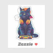 Cool Black Cat Gamer Halloween Spooky Design Sticker (Vel)