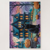 Cool Black Cat, Jack O Lanterns, Spooky House Legpuzzel (Verticaal)