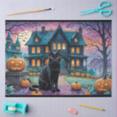 Cool Black Cat, Jack O Lanterns, Spooky House Tissuepapier (Craft)