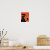 Cool Black Cat met zonnebril Drink van een Mok Poster (Keuken)