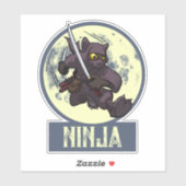 Cool Black Cat Ninja Cartoon Flying Kick Artwork Sticker (Vel)