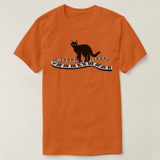 Cool Black Cat on Musical Piano Keys Art Design Gi T-shirt (Design voorkant)