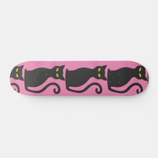 COOL BLACK CAT PINK SKATEBOARD (Horizontaal)