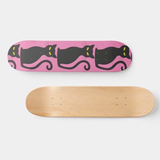 COOL BLACK CAT PINK SKATEBOARD (Horizontaal)