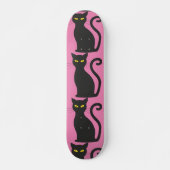 COOL BLACK CAT PINK SKATEBOARD (Voorkant)