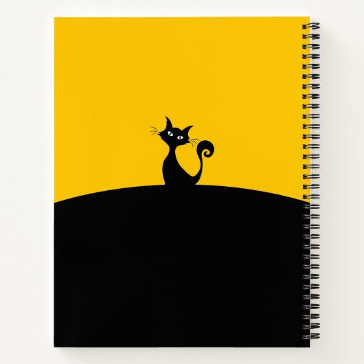 Cool Black Cat Yellow & Black Personalize Notitieboek (Achterkant)