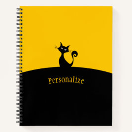 Cool Black Cat Yellow & Black Personalize Notitieboek