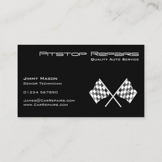 Cool Black Checkered Flag Visitekaartje (Achterkant)