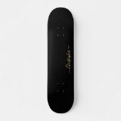 Cool Black Checkered Pattern Gold Monogram onderte Persoonlijk Skateboard (Voorkant)