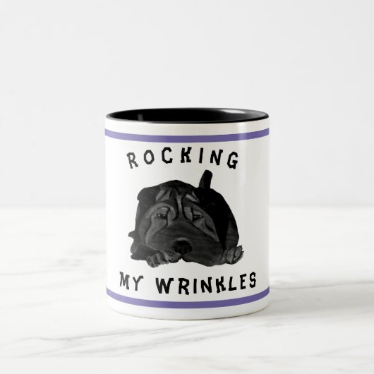 Cool Black Chinese Shar Pei-Mok Tweekleurige Koffiemok (Center)