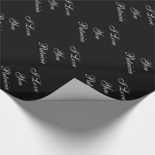 Cool Black Custom Name I Love You Cadeaupapier (Hoek)