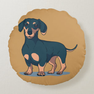 Cool Black Dachshund Dog Design Rond Kussen