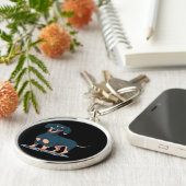 Cool Black Dachshund Dog Design Sleutelhanger (Zijkant)