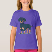 Cool Black Dachshund Dog Design T-shirt (Voorkant)