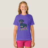 Cool Black Dachshund Dog Design T-shirt (Voorkant volledig)