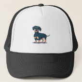Cool Black Dachshund Dog Design Trucker Pet (Voorkant)