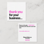 Cool Black Dank u Customer Appreciation Insert Vierkante Visitekaartje (Voorkant / Achterkant)