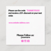 Cool Black Dank u Customer Appreciation Insert Vierkante Visitekaartje (Achterkant)