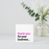 Cool Black Dank u Customer Appreciation Insert Vierkante Visitekaartje (Staand voorkant)