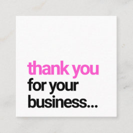 Cool Black Dank u Customer Appreciation Insert Vierkante Visitekaartje