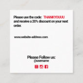 Cool Black Dank u Customer Appreciation Insert Vierkante Visitekaartje (Achterkant)