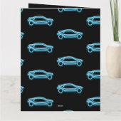 Cool Black en Neon Kijk Blauwe Racecar voor Mannen Kaart (Achterkant)