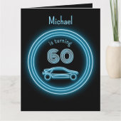 Cool Black en Neon Kijk Blauwe Racecar voor Mannen Kaart (Voorkant)