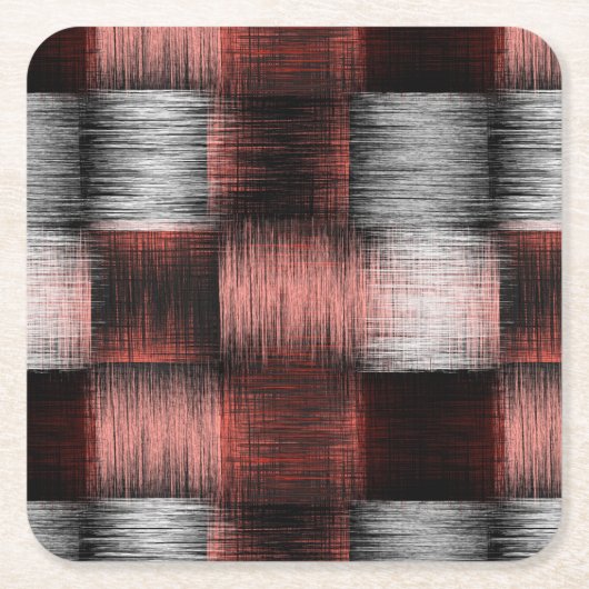 Cool Black en Red Checkerboard Patroon Kartonnen Onderzetters (Voorkant)