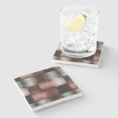 Cool Black en Red Checkerboard Patroon Stenen Onderzetter (Zijkant)