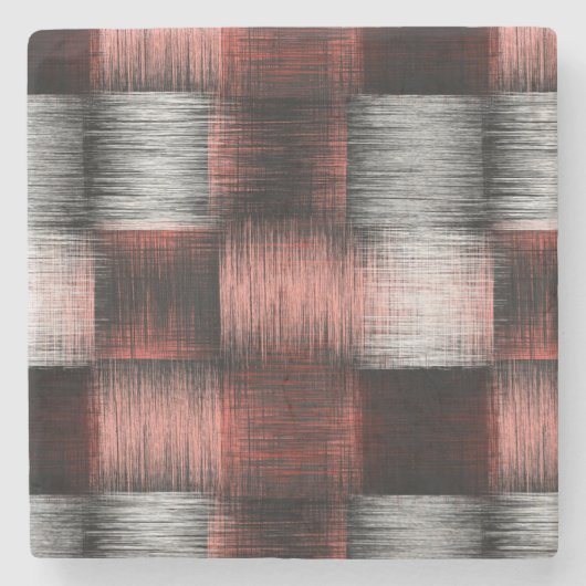 Cool Black en Red Checkerboard Patroon Stenen Onderzetter (Voorkant)